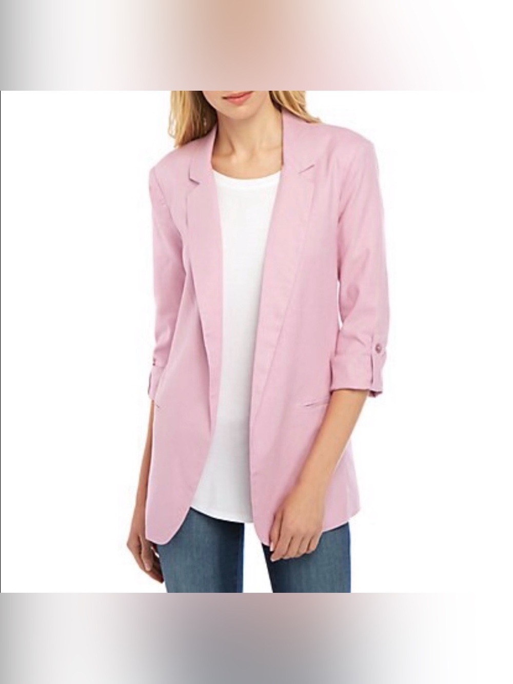 Madison Linen Blend Lilac 3/4 Sleeve Jacket, size L